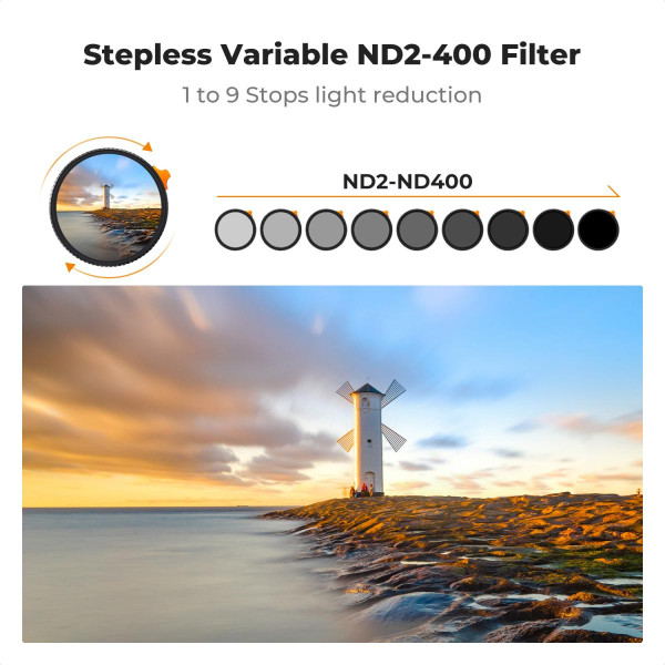 Светофильтр K&F Concept ND2-ND400 переменной плотности 72 мм Nano-X Ultra Low Reflection, Waterproof, Anti-scratch (KF01.3155)