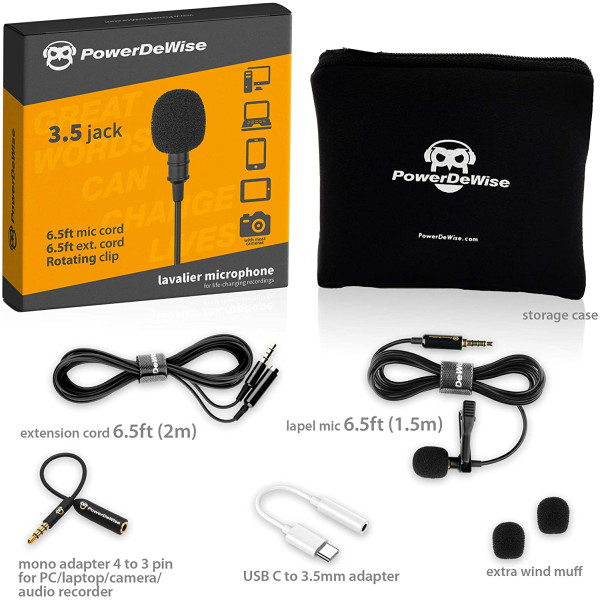 Мікрофон PowerDeWise Lavalier lapel із Type-C адаптером