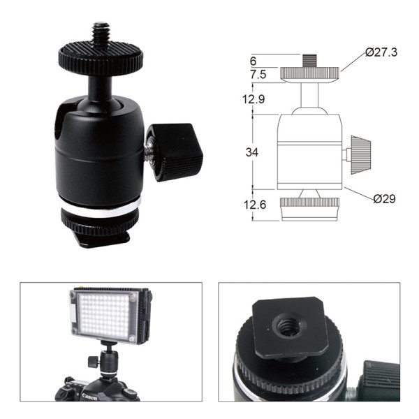 Міні кульова голова Kupo KS-CB03 Mini Ball Head з адаптером Hot Shoe (KS-CB03)