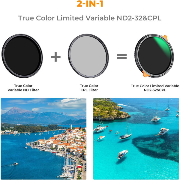 Светофильтр K&F Concept Variable ND2-32+CPL 72mm True Color Variable Nano-X Series (KF01.2572)