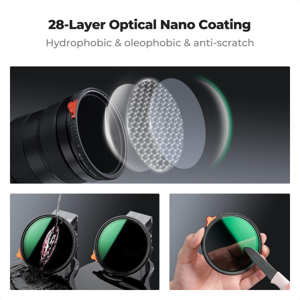 Светофильтр K&F Concept ND2-ND400 переменной плотности 82 мм Nano-X Ultra Low Reflection, Waterproof, Anti-scratch (KF01.3157)