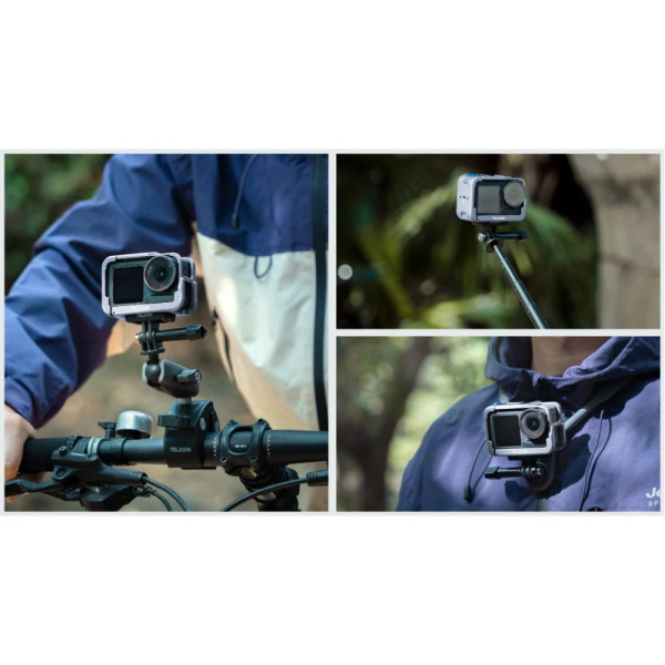 Алюмінієва рамка DJI Action 5 Pro/4/3 легка швидкознімна сіра Telesin S6-FMS-13BL-TDJ