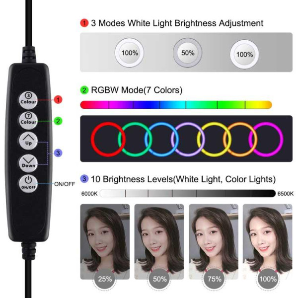 Кільцеве світло зі стійкою Puluz PKT3046B RGB Ring Light 12см (9W)