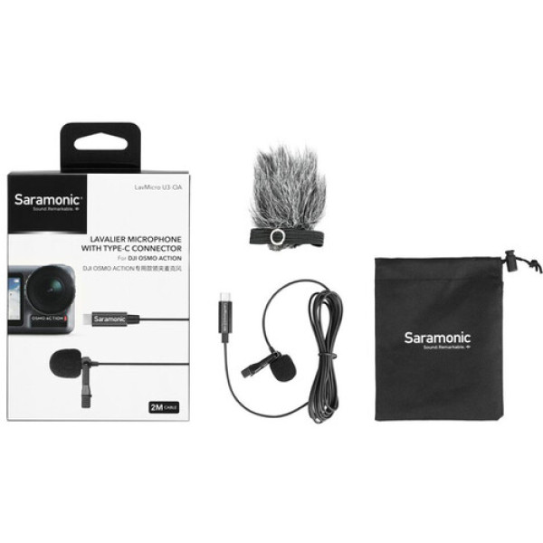 Всеспрямований петличний мікрофон Saramonic LavMicro U3-OA для DJI Osmo Action (кабель 6,6 футів)