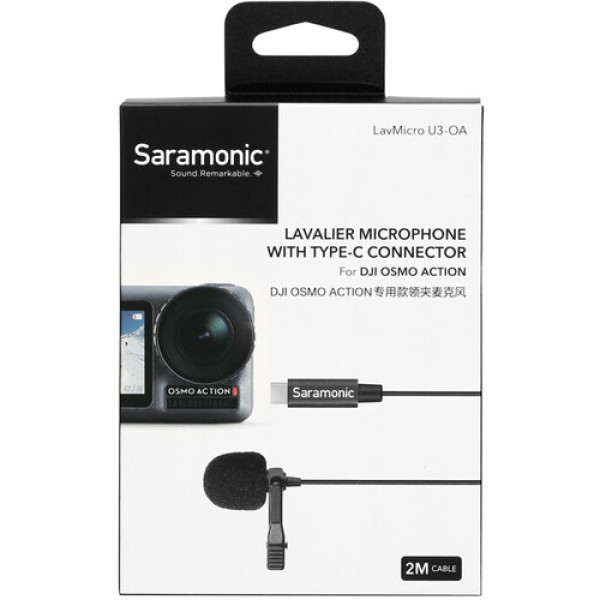 Всеспрямований петличний мікрофон Saramonic LavMicro U3-OA для DJI Osmo Action (кабель 6,6 футів)