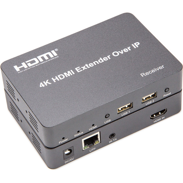 Удлинитель HDMI сигнала PowerPlant HDMI 4K/30hz, до 150м, через CAT5E/6 (HDES150-KVM)