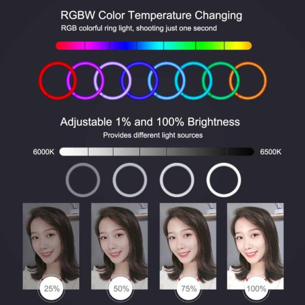 Кільцеве світло зі стійкою Puluz PKT3050 RGB Ring Light 30см (30W)