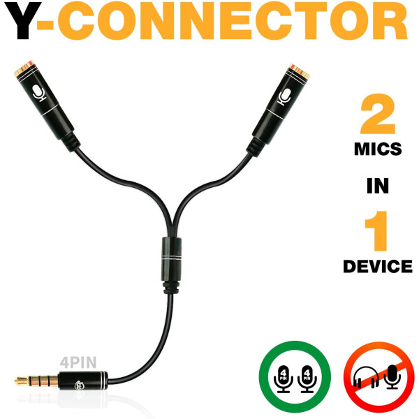 Разветвитель для наушников PowerDeWise - Y-Splitter c 2 микрофонами