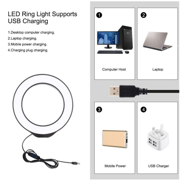 Кільцеве світло зі стійкою Puluz PKT3058 Ring Light 12см (8W)