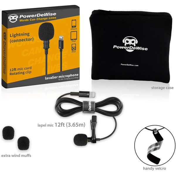 Петличный микрофон Lavalier lapel PowerDeWise с Lightning разъемом