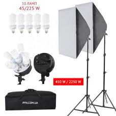Набор постоянного света Menik Y-246 (2 софтбокса 60*90, 10 ламп*45 Вт, 2 стойки 2м, сумка)